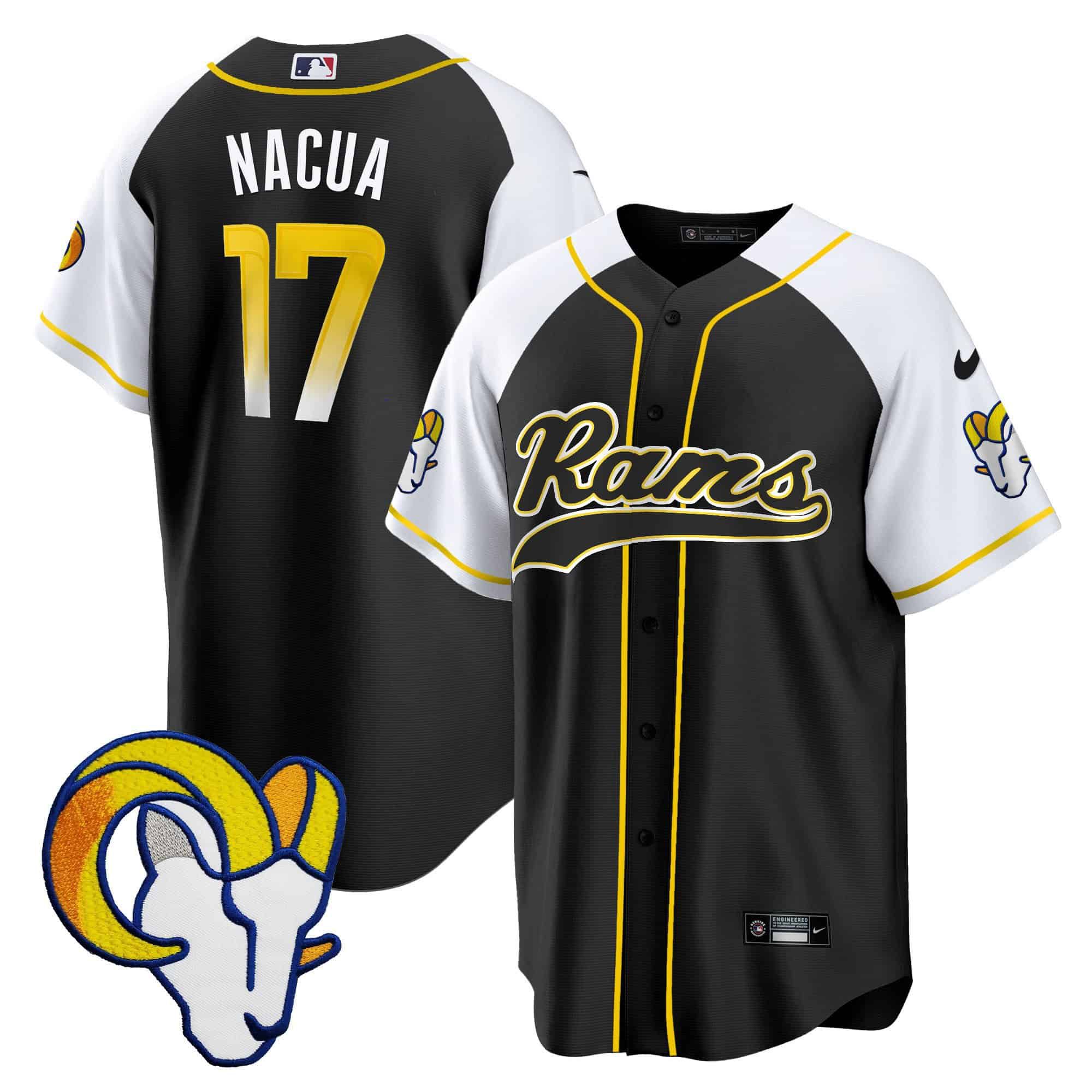 Men Los Angeles Rams 17 Nacua Black 2024 Nike Baseball NFL Jersey